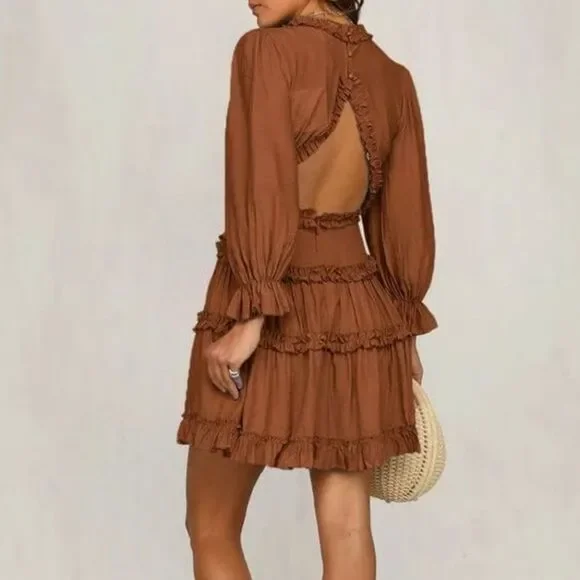 Deep V Neck Mini Dress - Picture 4 of 7